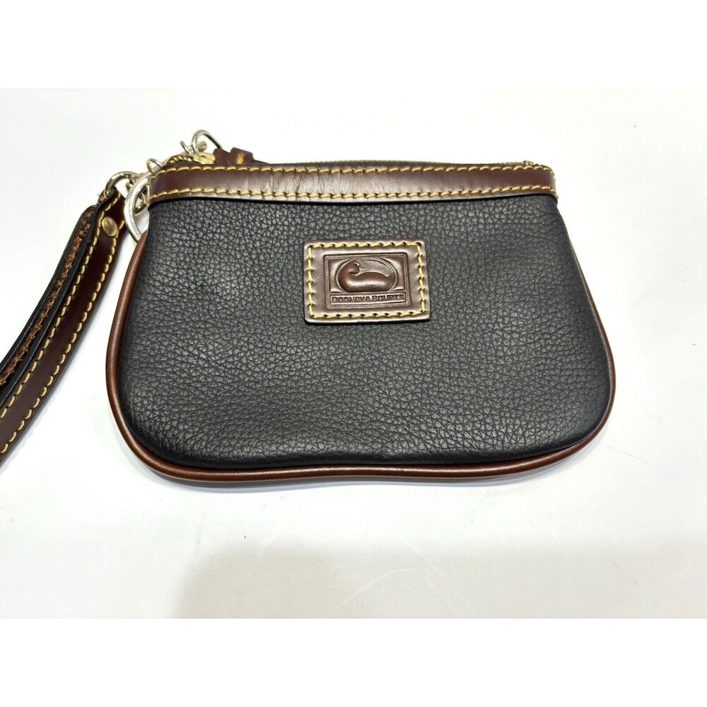 VTG Dooney & Bourke Womens Leather Wristlet Black Tan Pebbled Clutch Wallet - Picture 5 of 9